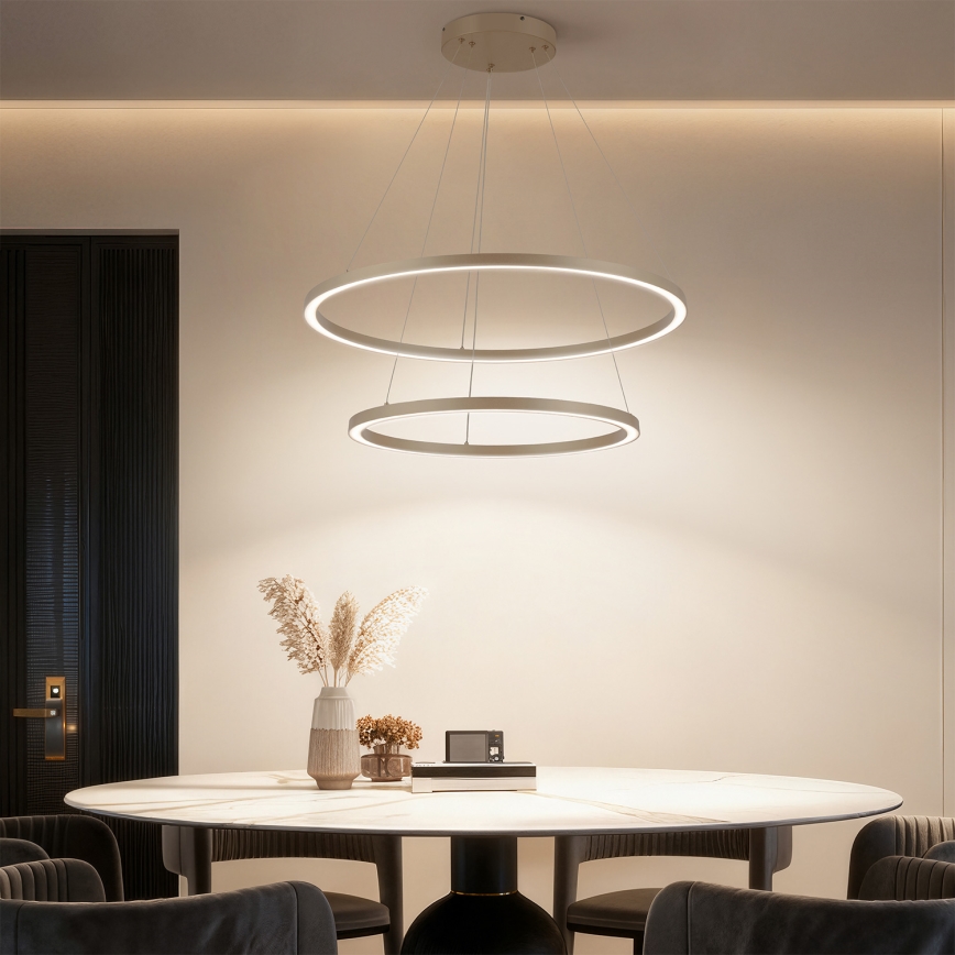 BRILAGI - LED Stmívatelný lustr na lanku PORTOFINO LED/98W/230V 3000-6000K pr. 80 cm béžová + dálkové ovládání