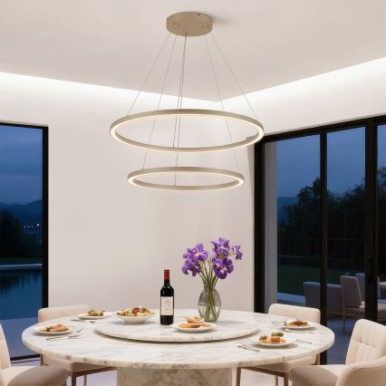 BRILAGI - LED Stmívatelný lustr na lanku PORTOFINO LED/98W/230V 3000-6000K pr. 80 cm béžová + dálkové ovládání