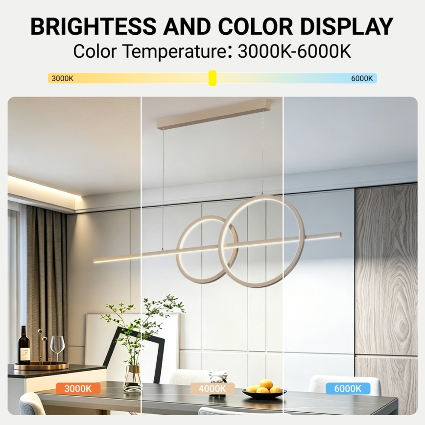 BRILAGI - LED Stmívatelný lustr na lanku SIGNATURE LED/53W/230V 3000-6000K 120 cm béžová+ dálkové ovládání