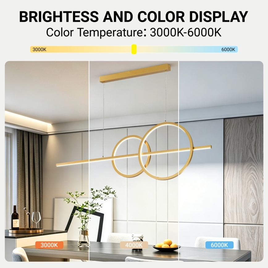 BRILAGI - LED Stmívatelný lustr na lanku SIGNATURE LED/53W/230V 3000-6000K 120 cm zlatá + dálkové ovládání