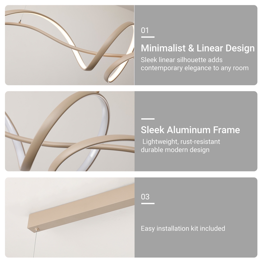 Brilagi - LED Stmívatelný lustr na lanku SIGNATURE LED/55W/230V 3000-6000K 120x23 cm béžová + dálkové ovládání