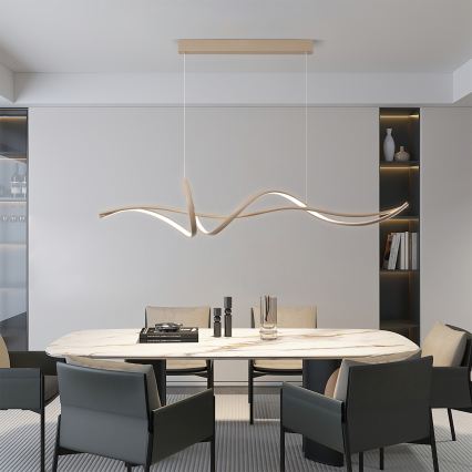 Brilagi - LED Stmívatelný lustr na lanku SIGNATURE LED/55W/230V 3000-6000K 120x23 cm béžová + dálkové ovládání