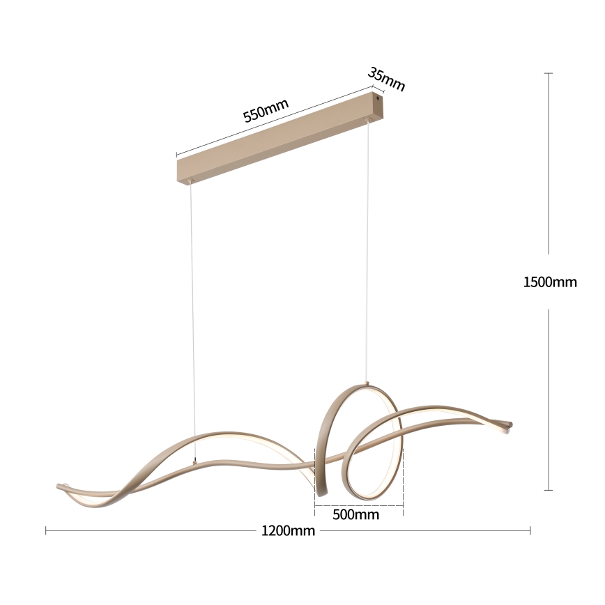 Brilagi - LED Stmívatelný lustr na lanku SIGNATURE LED/55W/230V 3000-6000K 120x23 cm béžová + dálkové ovládání