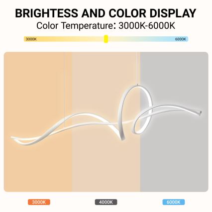 Brilagi - LED Stmívatelný lustr na lanku SIGNATURE LED/55W/230V 3000-6000K 120x23 cm bílá + dálkové ovládání