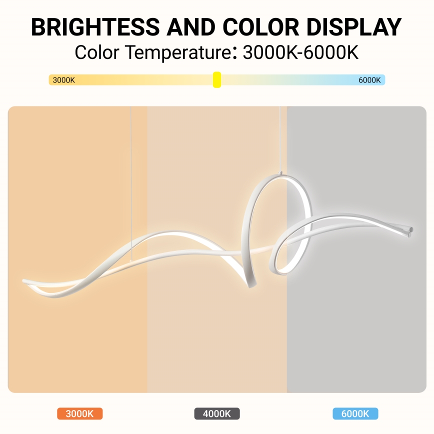 Brilagi - LED Stmívatelný lustr na lanku SIGNATURE LED/55W/230V 3000-6000K 120x23 cm bílá + dálkové ovládání