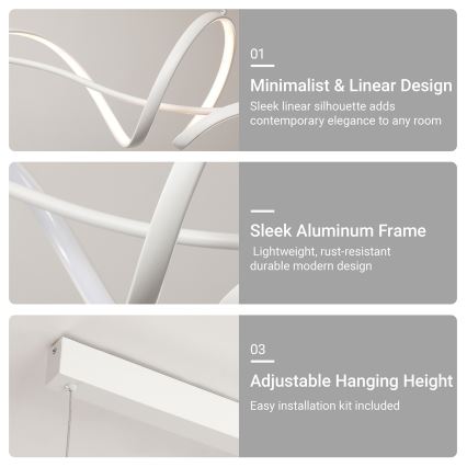Brilagi - LED Stmívatelný lustr na lanku SIGNATURE LED/55W/230V 3000-6000K 120x23 cm bílá + dálkové ovládání