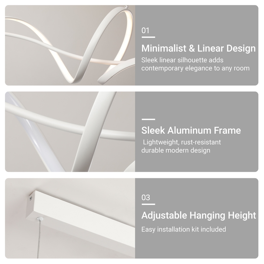 Brilagi - LED Stmívatelný lustr na lanku SIGNATURE LED/55W/230V 3000-6000K 120x23 cm bílá + dálkové ovládání