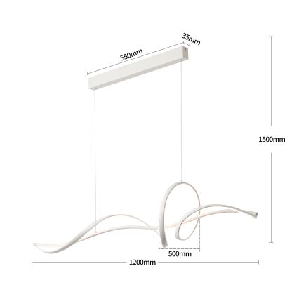 Brilagi - LED Stmívatelný lustr na lanku SIGNATURE LED/55W/230V 3000-6000K 120x23 cm bílá + dálkové ovládání