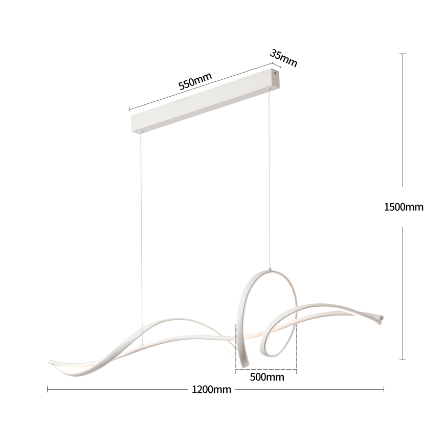 Brilagi - LED Stmívatelný lustr na lanku SIGNATURE LED/55W/230V 3000-6000K 120x23 cm bílá + dálkové ovládání