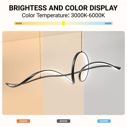 Brilagi - LED Stmívatelný lustr na lanku SIGNATURE LED/55W/230V 3000-6000K 120x23 cm černá + dálkové ovládání