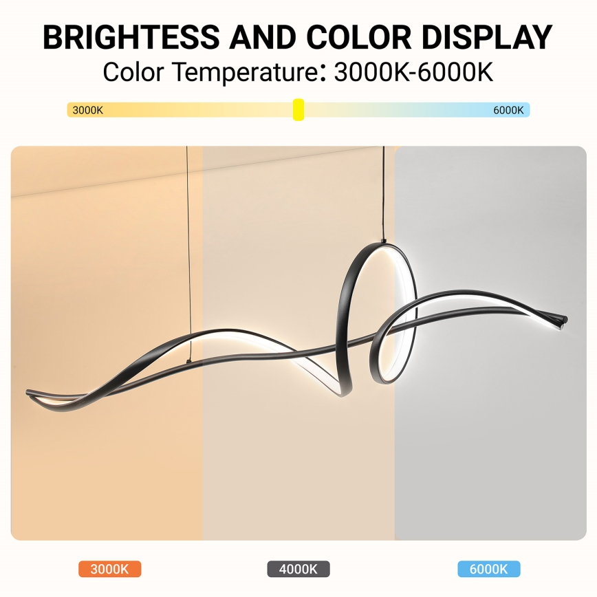 Brilagi - LED Stmívatelný lustr na lanku SIGNATURE LED/55W/230V 3000-6000K 120x23 cm černá + dálkové ovládání