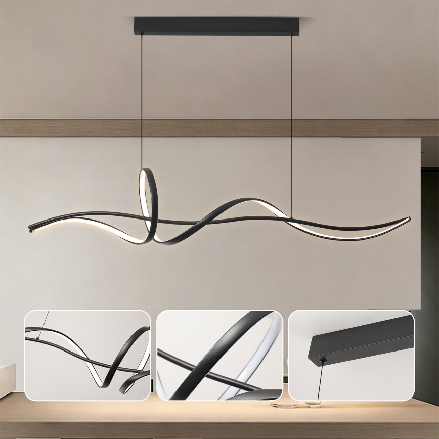 Brilagi - LED Stmívatelný lustr na lanku SIGNATURE LED/55W/230V 3000-6000K 120x23 cm černá + dálkové ovládání