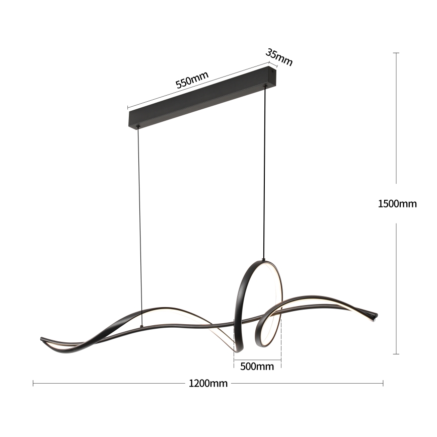 Brilagi - LED Stmívatelný lustr na lanku SIGNATURE LED/55W/230V 3000-6000K 120x23 cm černá + dálkové ovládání
