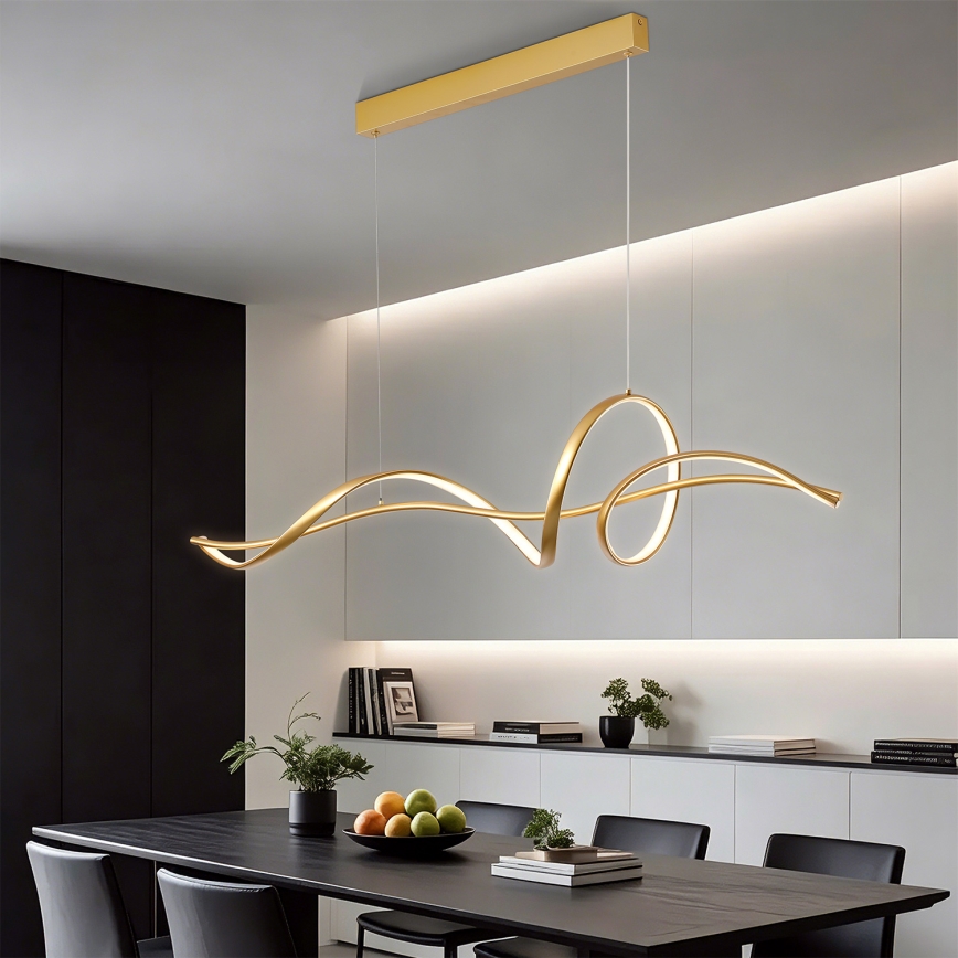 Brilagi - LED Stmívatelný lustr na lanku SIGNATURE LED/55W/230V 3000-6000K 120x23 cm zlatá + dálkové ovládání