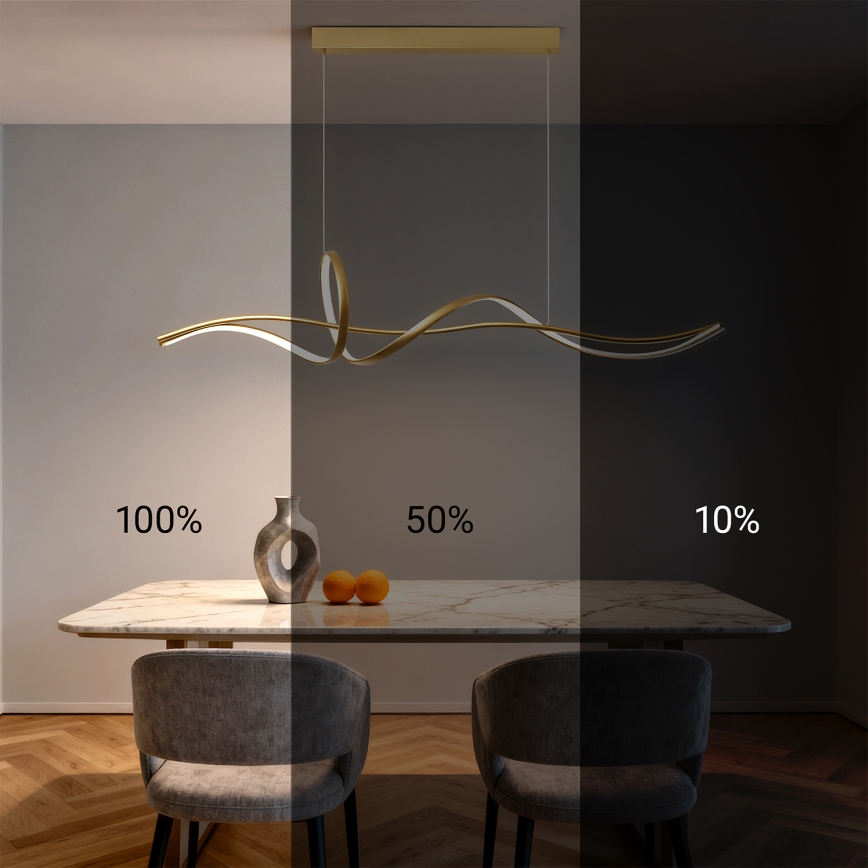 Brilagi - LED Stmívatelný lustr na lanku SIGNATURE LED/55W/230V 3000-6000K 120x23 cm zlatá + dálkové ovládání