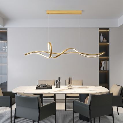Brilagi - LED Stmívatelný lustr na lanku SIGNATURE LED/55W/230V 3000-6000K 120x23 cm zlatá + dálkové ovládání