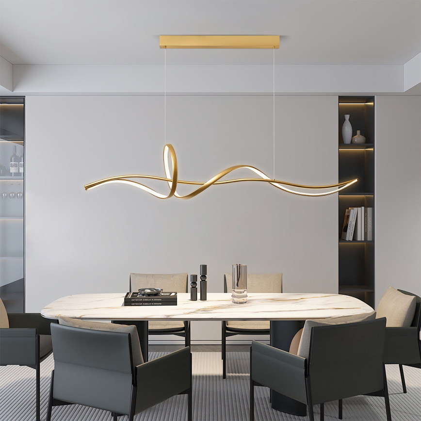 Brilagi - LED Stmívatelný lustr na lanku SIGNATURE LED/55W/230V 3000-6000K 120x23 cm zlatá + dálkové ovládání