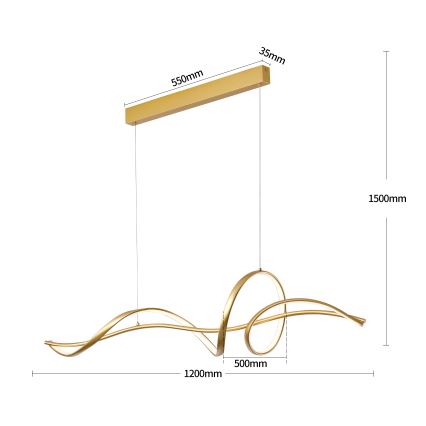 Brilagi - LED Stmívatelný lustr na lanku SIGNATURE LED/55W/230V 3000-6000K 120x23 cm zlatá + dálkové ovládání