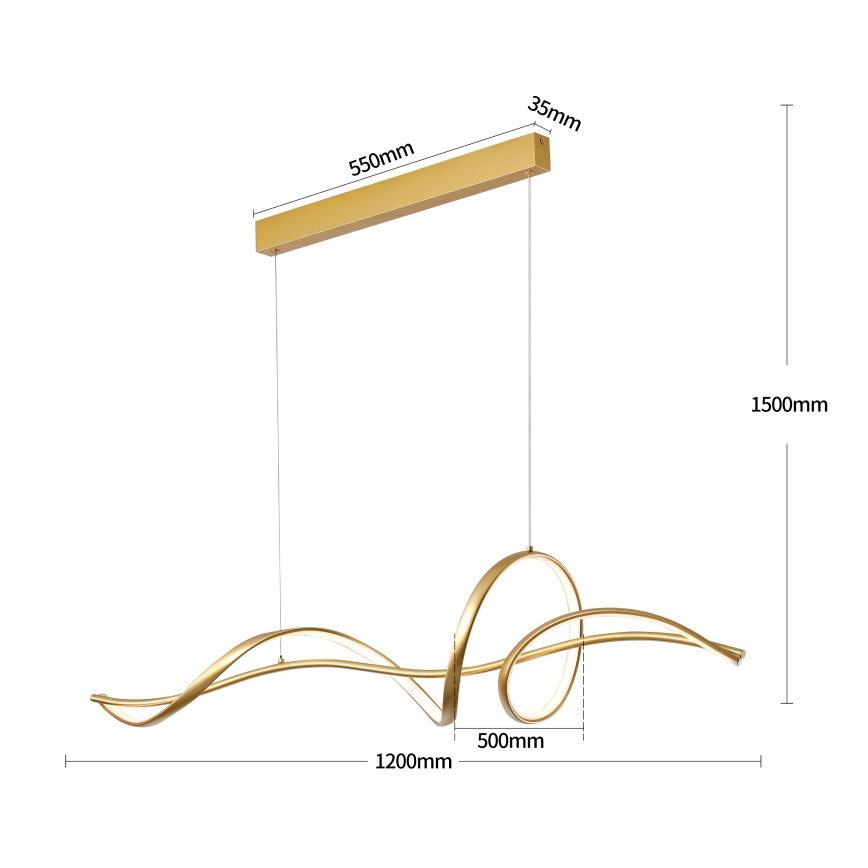 Brilagi - LED Stmívatelný lustr na lanku SIGNATURE LED/55W/230V 3000-6000K 120x23 cm zlatá + dálkové ovládání