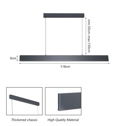 Brilagi - LED Stmívatelný lustr na lanku SLIMLINE LED/40W/230V 3000-6000K antracit + dálkové ovládání