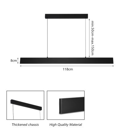 Brilagi - LED Stmívatelný lustr na lanku SLIMLINE LED/40W/230V 3000-6000K černá + dálkové ovládání