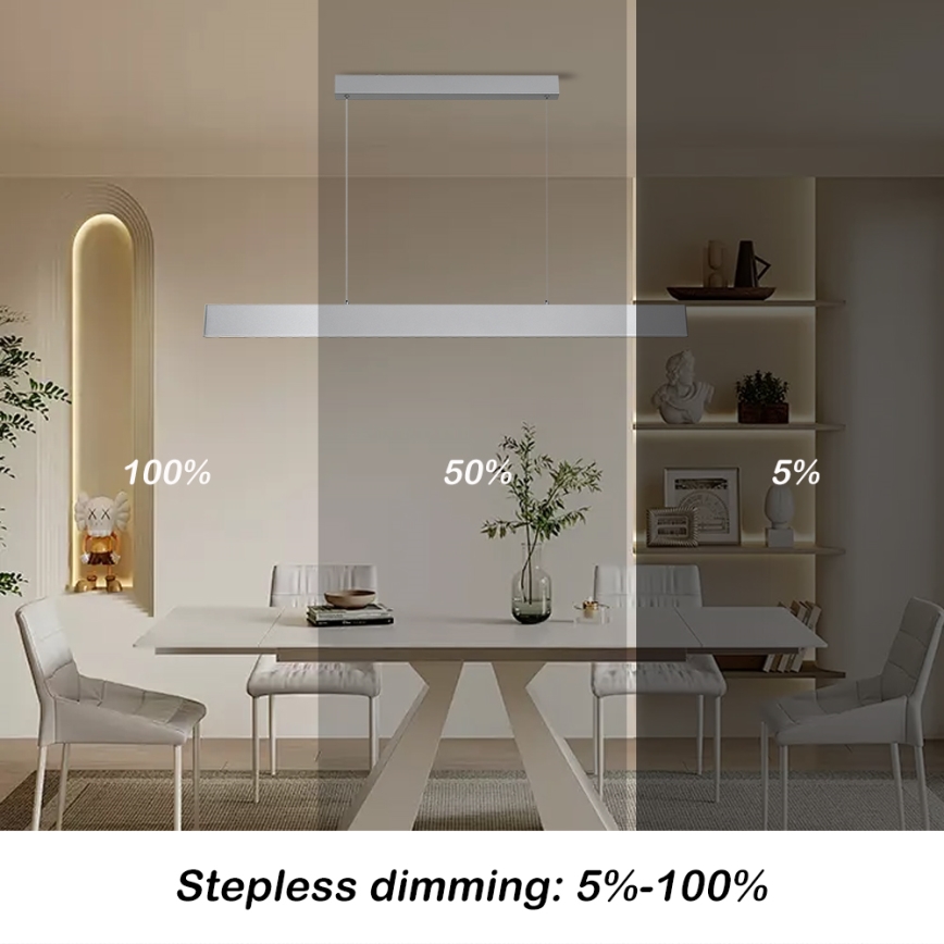 Brilagi - LED Stmívatelný lustr na lanku SLIMLINE LED/40W/230V 3000-6000K stříbrná + dálkové ovládání
