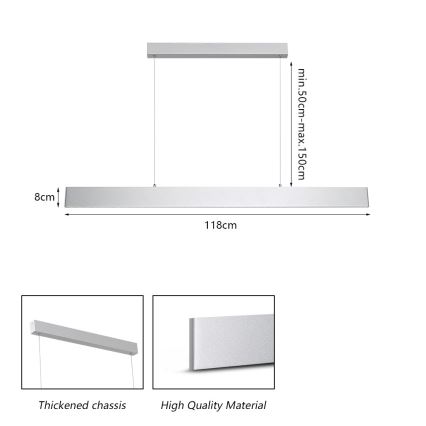 Brilagi - LED Stmívatelný lustr na lanku SLIMLINE LED/40W/230V 3000-6000K stříbrná + dálkové ovládání