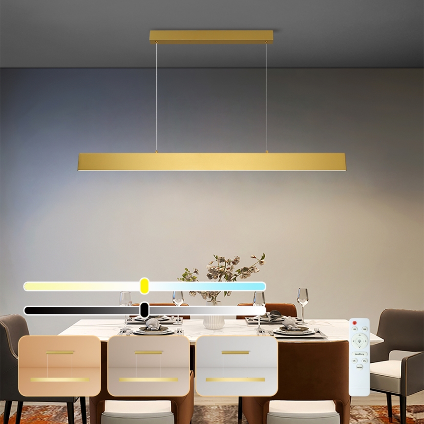 Brilagi - LED Stmívatelný lustr na lanku SLIMLINE LED/40W/230V 3000-6000K zlatá + dálkové ovládání