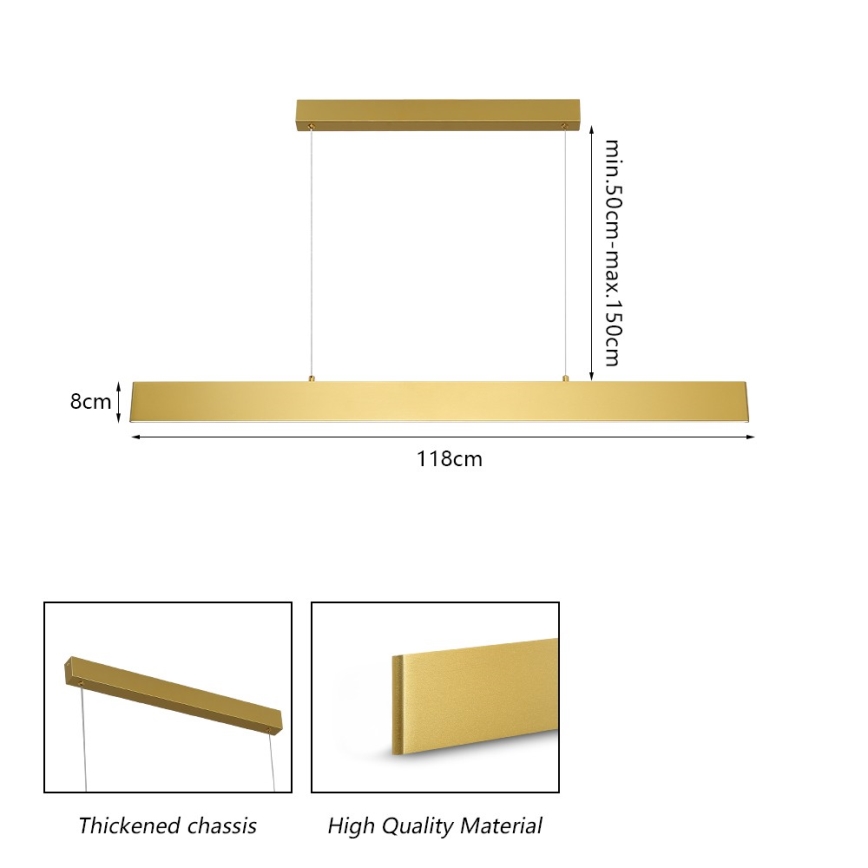 Brilagi - LED Stmívatelný lustr na lanku SLIMLINE LED/40W/230V 3000-6000K zlatá + dálkové ovládání
