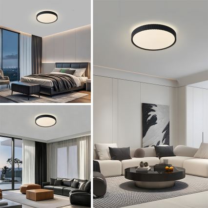 Brilagi - LED Stmívatelné stropní svítidlo CORVO LED/54W/230V 3000-6000K černá pr. 40 cm + dálkové ovládání