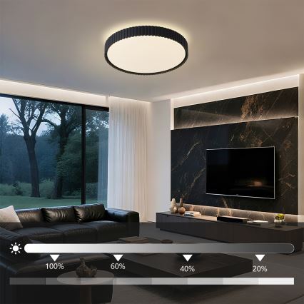 Brilagi - LED Stmívatelné stropní svítidlo CORVO LED/54W/230V 3000-6000K černá pr. 40 cm + dálkové ovládání