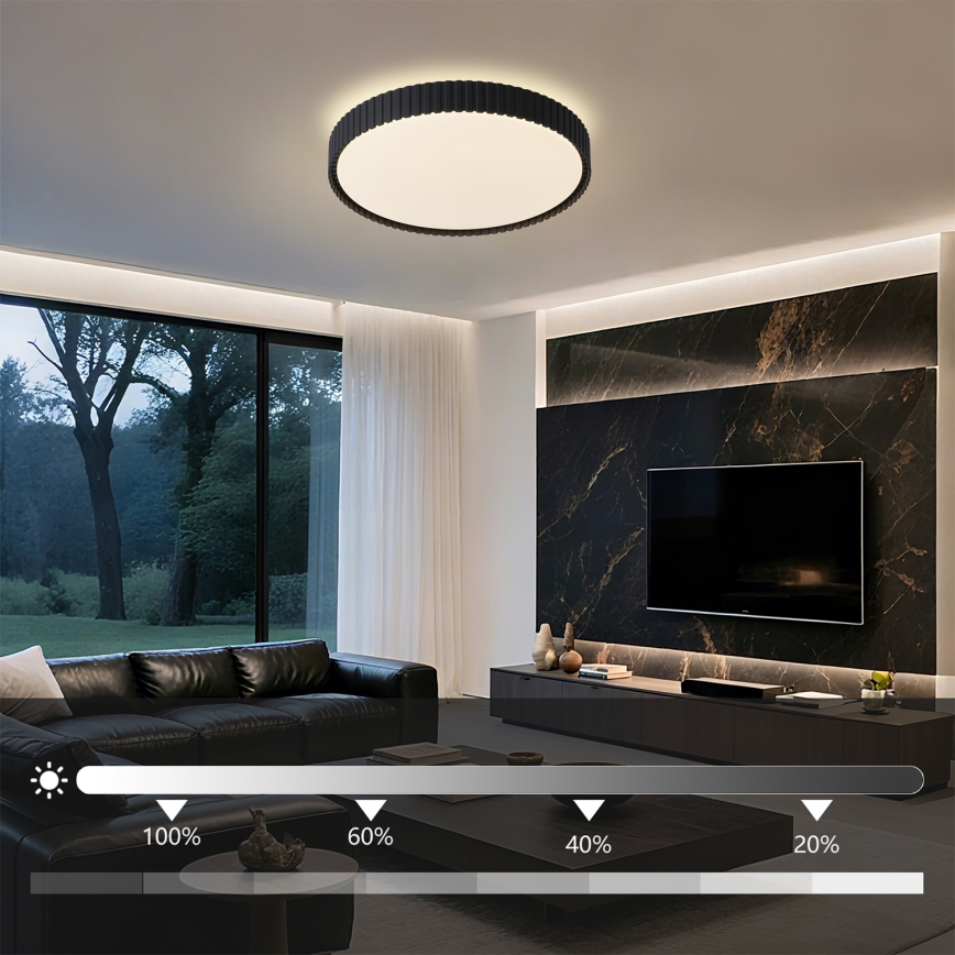 Brilagi - LED Stmívatelné stropní svítidlo CORVO LED/54W/230V 3000-6000K černá pr. 40 cm + dálkové ovládání