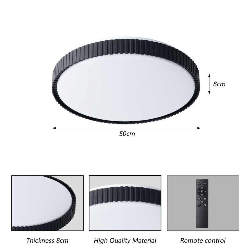 Brilagi - LED Stmívatelné stropní svítidlo CORVO LED/72W/230V 3000-6000K černá pr. 50 cm + dálkové ovládání