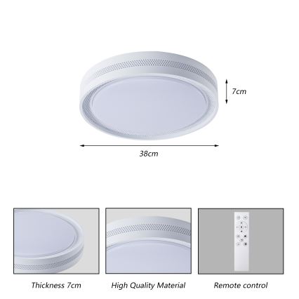 Brilagi - LED Stmívatelné stropní svítidlo KREON LED/54W/230V 3000-6000K bílá pr. 38 cm + dálkové ovládání
