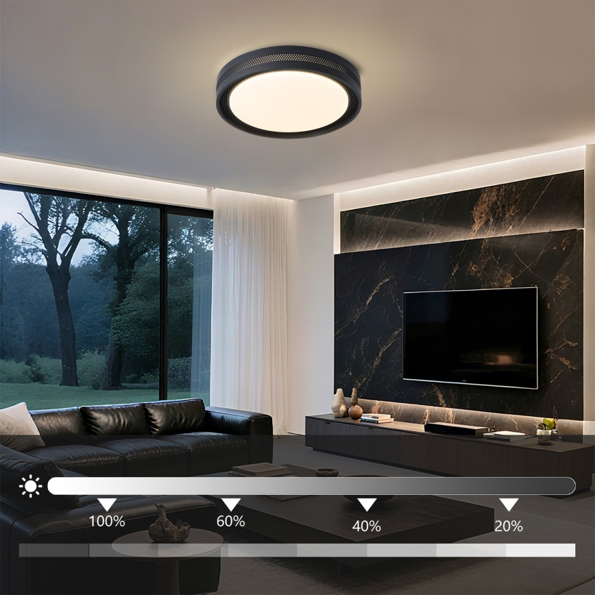 Brilagi - LED Stmívatelné stropní svítidlo KREON LED/54W/230V 3000-6000K černá pr. 38 cm + dálkové ovládání