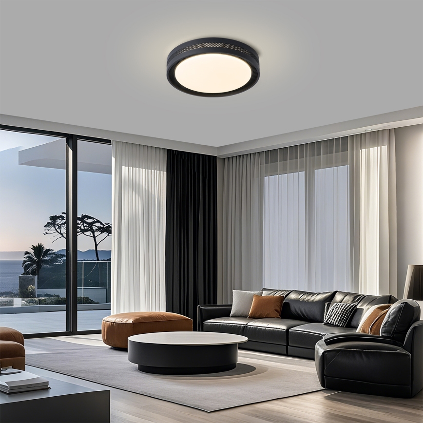 Brilagi - LED Stmívatelné stropní svítidlo KREON LED/54W/230V 3000-6000K černá pr. 38 cm + dálkové ovládání