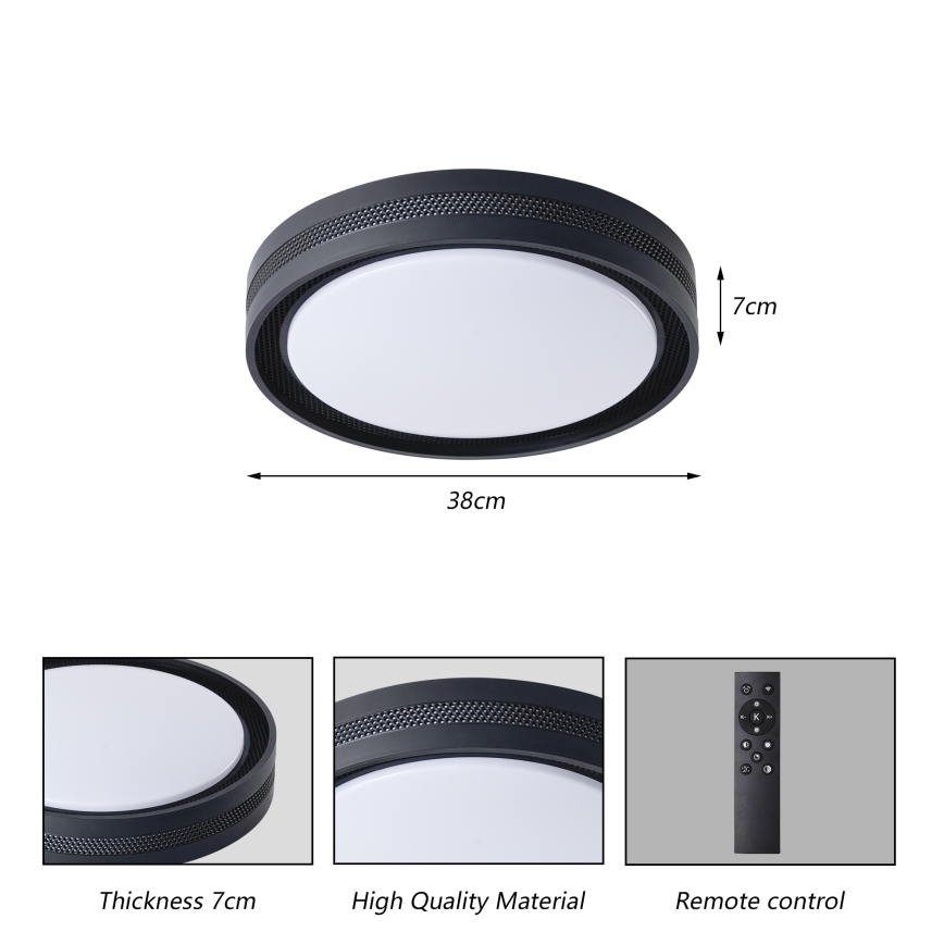 Brilagi - LED Stmívatelné stropní svítidlo KREON LED/54W/230V 3000-6000K černá pr. 38 cm + dálkové ovládání