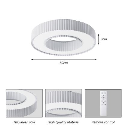 Brilagi - LED Stmívatelné stropní svítidlo LUMIX LED/48W/230V 3000-6000K bílá pr. 50 cm + dálkové ovládání