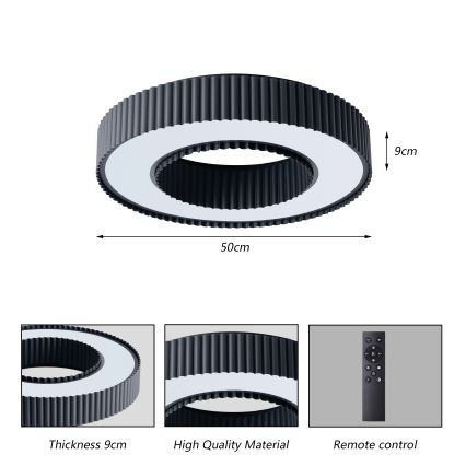 Brilagi - LED Stmívatelné stropní svítidlo LUMIX LED/48W/230V 3000-6000K černá pr. 50 cm + dálkové ovládání