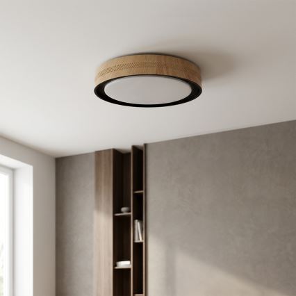 Brilagi - LED Stmívatelné stropní svítidlo COCI LED/48W/230V 3000-6500K pr. 39 cm dekor dřeva/černá + dálkové ovládání