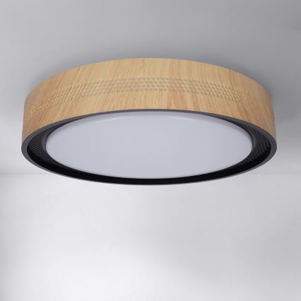 Brilagi - LED Stmívatelné stropní svítidlo COCI LED/48W/230V 3000-6500K pr. 39 cm dekor dřeva/černá + dálkové ovládání