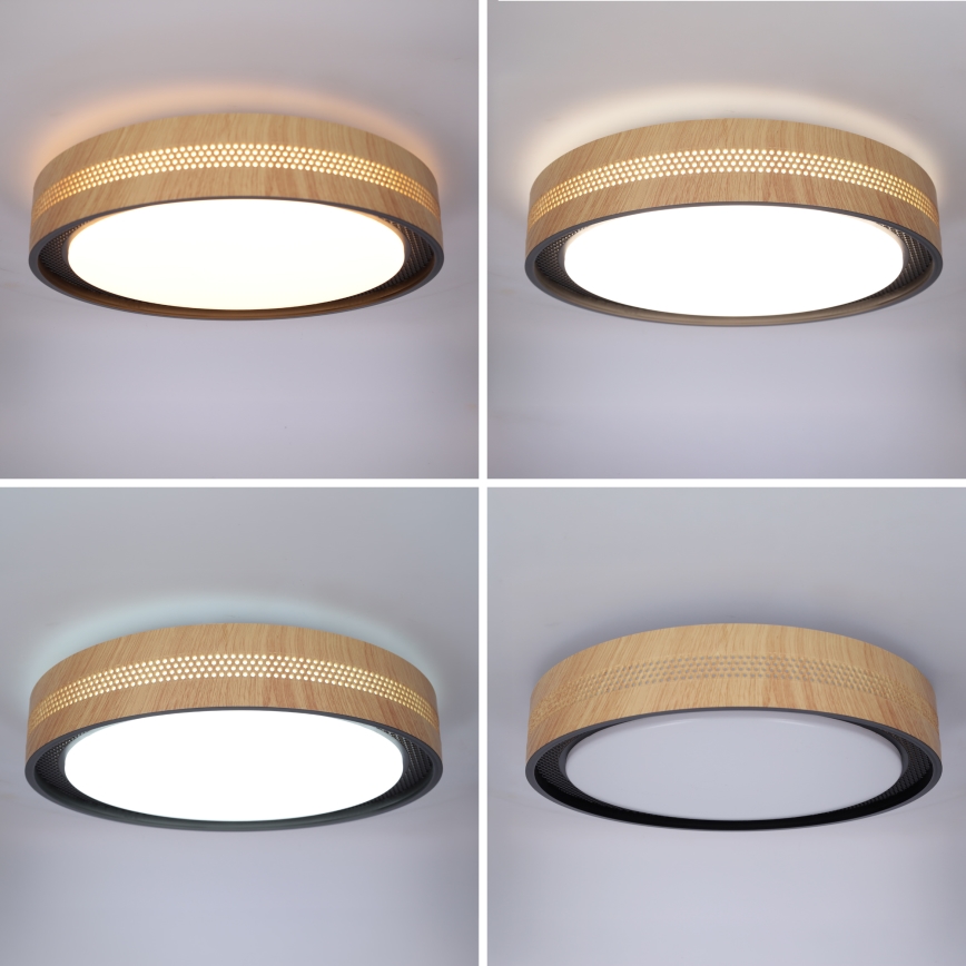 Brilagi - LED Stmívatelné stropní svítidlo COCI LED/48W/230V 3000-6500K pr. 39 cm dekor dřeva/černá + dálkové ovládání
