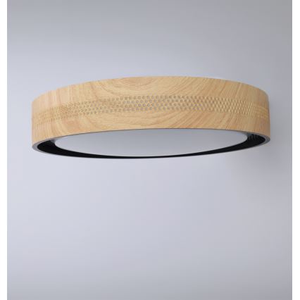 Brilagi - LED Stmívatelné stropní svítidlo COCI LED/48W/230V 3000-6500K pr. 39 cm dekor dřeva/černá + dálkové ovládání