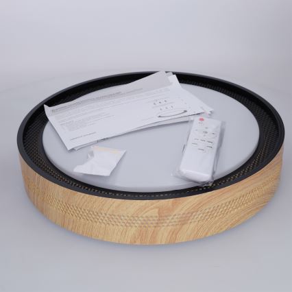Brilagi - LED Stmívatelné stropní svítidlo COCI LED/48W/230V 3000-6500K pr. 39 cm dekor dřeva/černá + dálkové ovládání