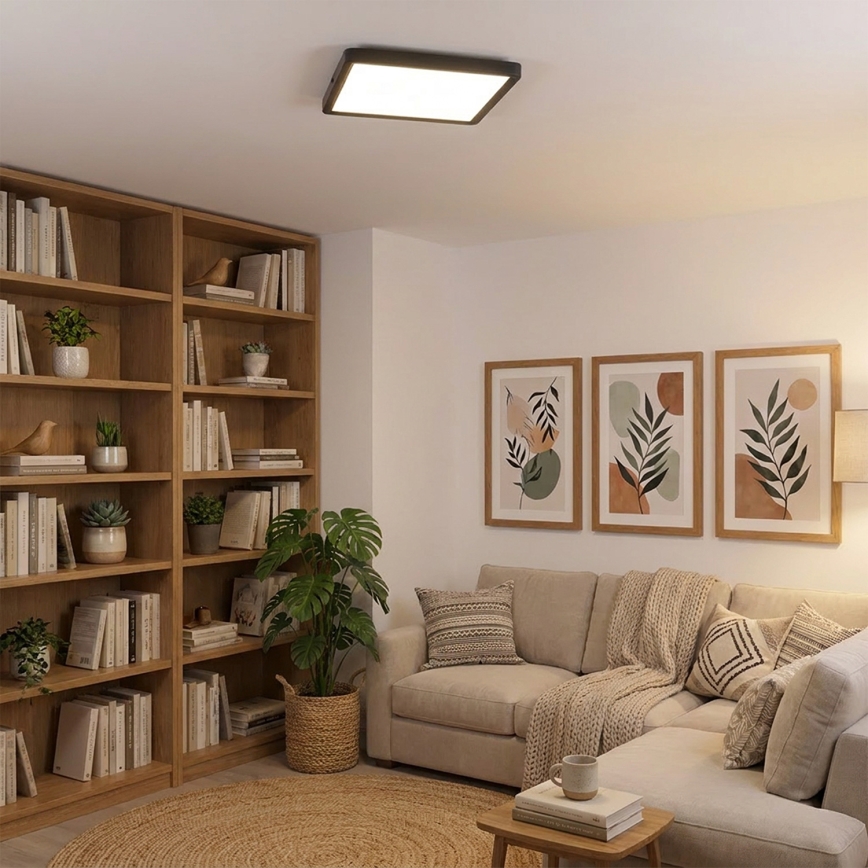 Brilagi - LED Stmívatelné stropní svítidlo ESTELA SQUARE LED/36W/230V 3000-6500K 31x31 cm černá + dálkové ovládání