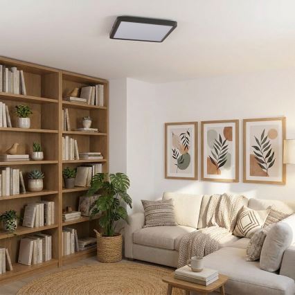 Brilagi - LED Stmívatelné stropní svítidlo ESTELA SQUARE LED/36W/230V 3000-6500K 31x31 cm černá + dálkové ovládání