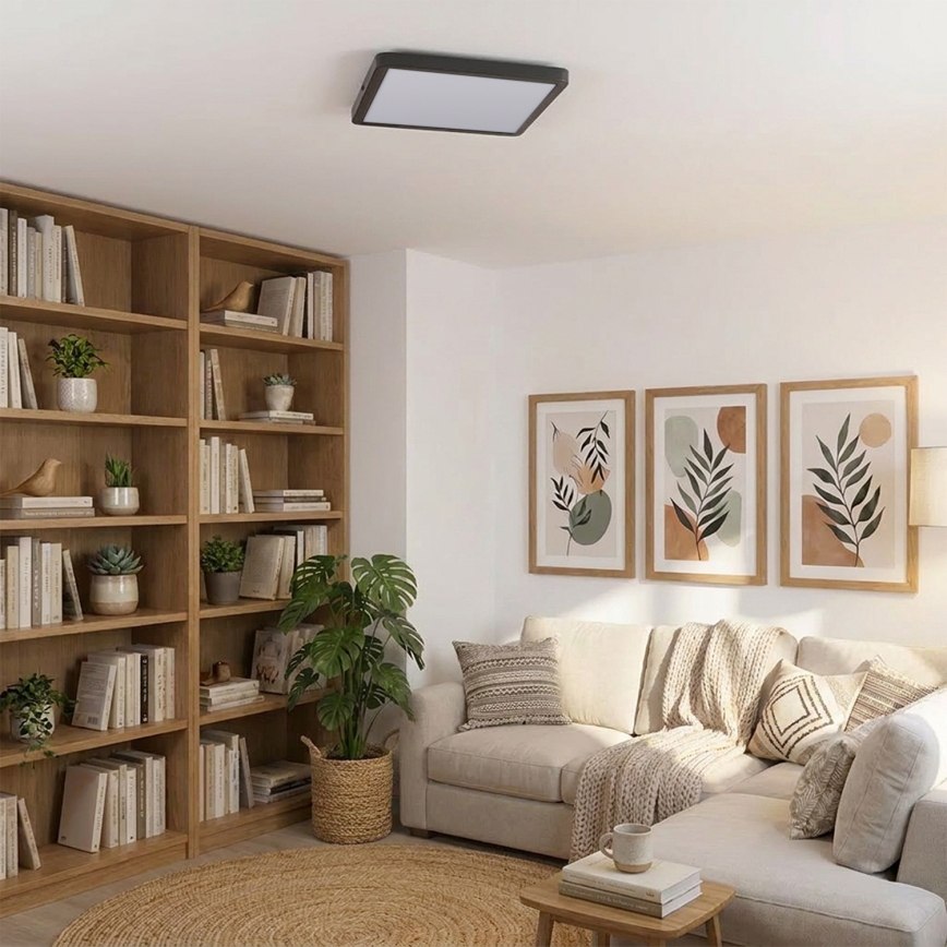 Brilagi - LED Stmívatelné stropní svítidlo ESTELA SQUARE LED/36W/230V 3000-6500K 31x31 cm černá + dálkové ovládání