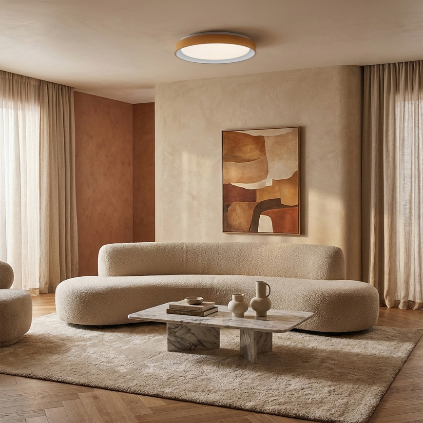 Brilagi - LED Stmívatelné stropní svítidlo FLOCO LED/48W/230V pr. 40 cm dekor dřeva/bílá + dálkové ovládání