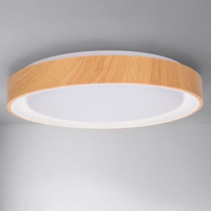 Brilagi - LED Stmívatelné stropní svítidlo FLOCO LED/48W/230V pr. 40 cm dekor dřeva/bílá + dálkové ovládání