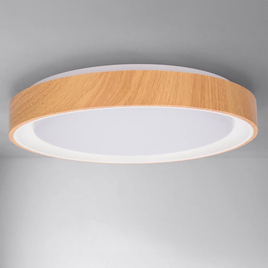 Brilagi - LED Stmívatelné stropní svítidlo FLOCO LED/48W/230V pr. 40 cm dekor dřeva/bílá + dálkové ovládání